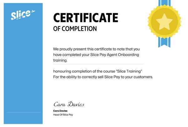Certificate of Completion - Slice Pay
